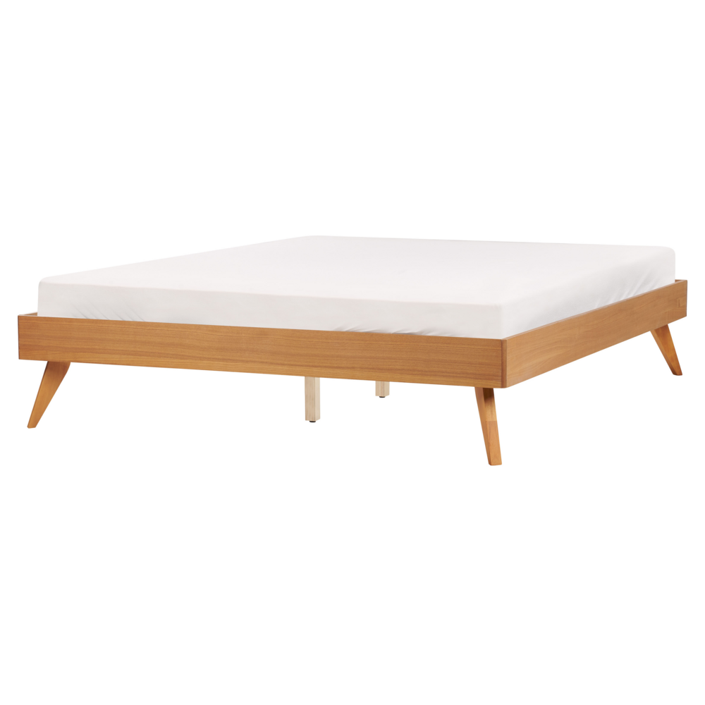 Letto 160 x 200 cm in frassino naturale MDF con rete a doghe in stile minimalista scandinavo