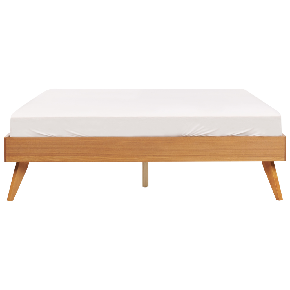 Letto 160 x 200 cm in frassino naturale MDF con rete a doghe in stile minimalista scandinavo