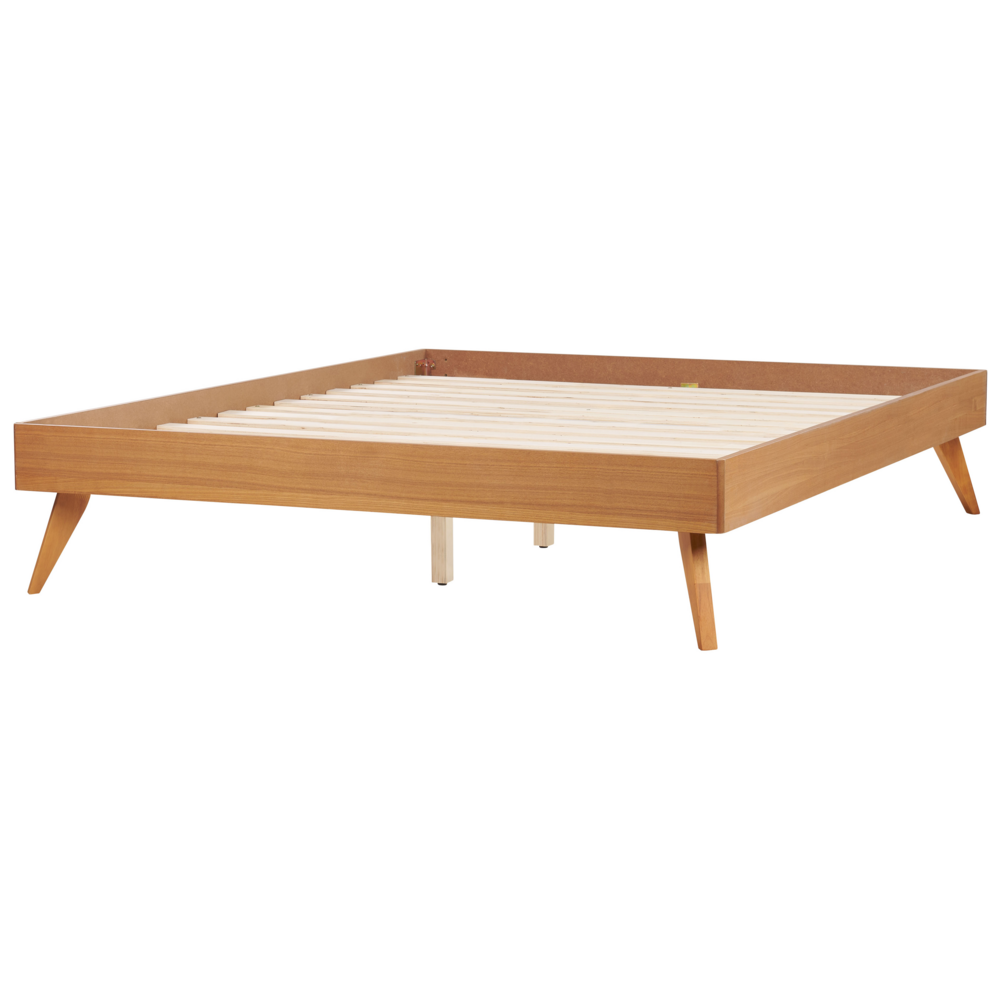 Letto 160 x 200 cm in frassino naturale MDF con rete a doghe in stile minimalista scandinavo