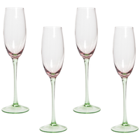 Set di 4 coppe da champagne in vetro soffiate a mano trasparenti rosa e verdi da 20 cl aperitivo brindisi