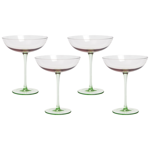 Set di 4 coppe martini in vetro rosa e verde Pompadour soffiato a mano da 25 cl aperitivo in casa