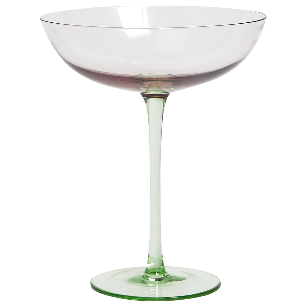 Set di 4 coppe martini in vetro rosa e verde Pompadour soffiato a mano da 25 cl aperitivo in casa