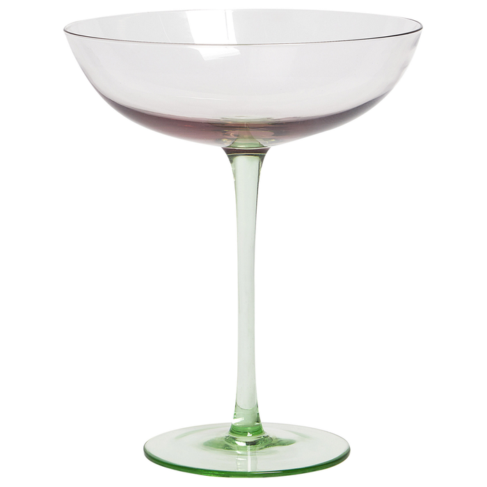 Set di 4 coppe martini in vetro rosa e verde Pompadour soffiato a mano da 25 cl aperitivo in casa