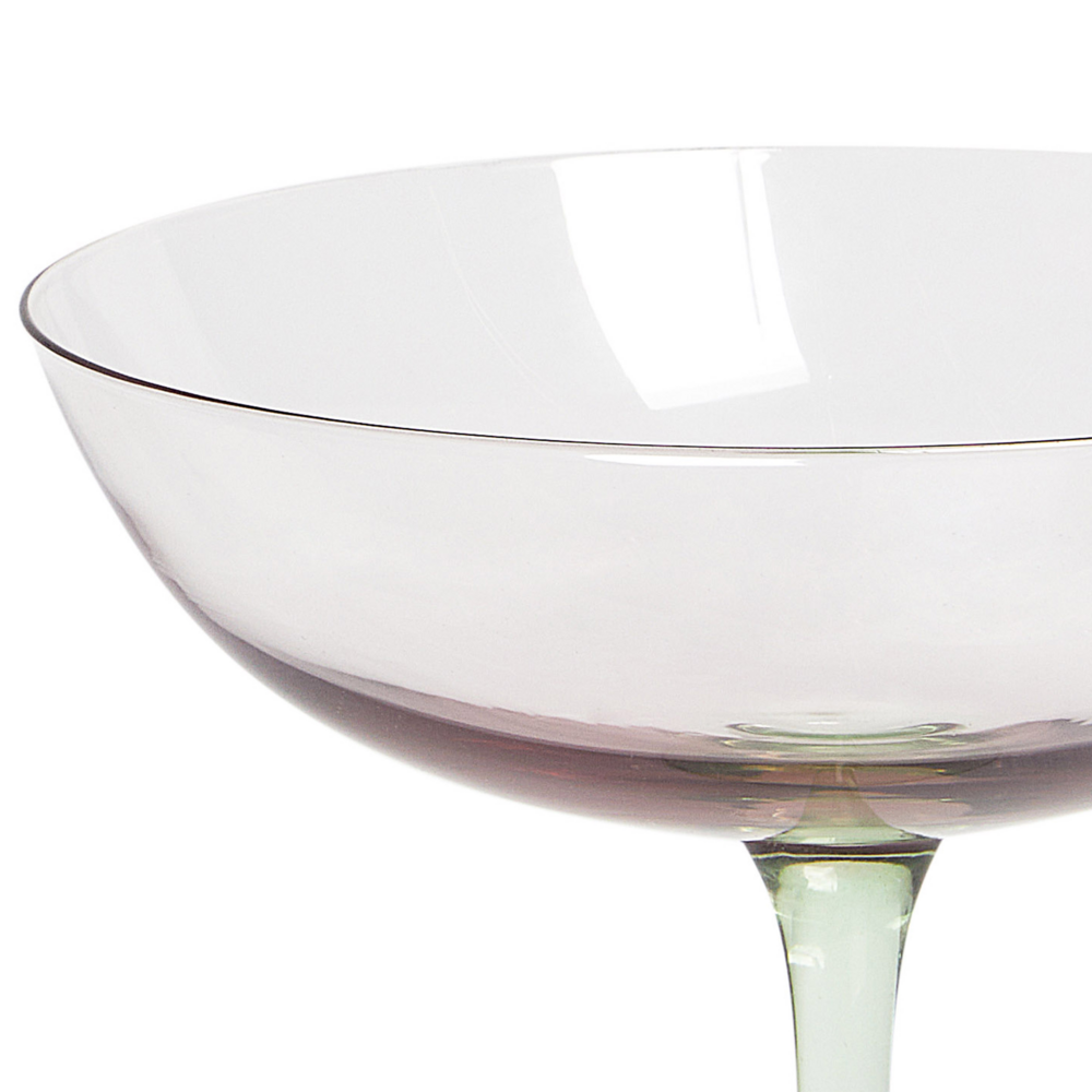 Set di 4 coppe martini in vetro rosa e verde Pompadour soffiato a mano da 25 cl aperitivo in casa