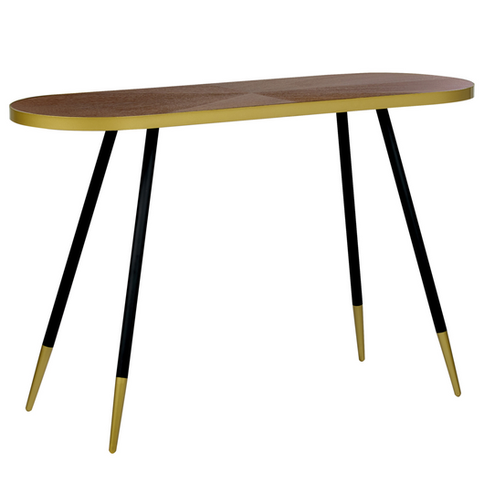 Tavolo consolle in legno di frassino scuro MDF 120 x 41 cm Base oro Mobili per il soggiorno e il corridoio