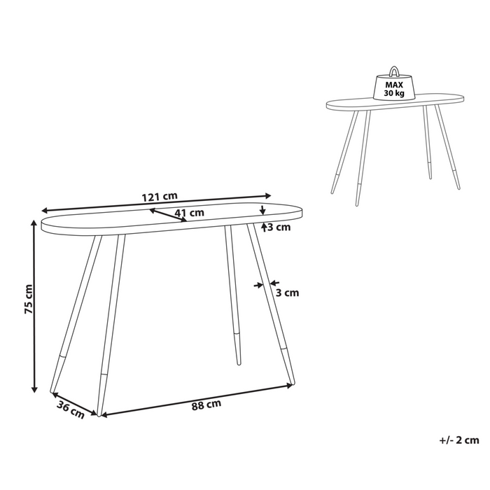 Tavolo consolle in legno di frassino scuro MDF 120 x 41 cm Base oro Mobili per il soggiorno e il corridoio