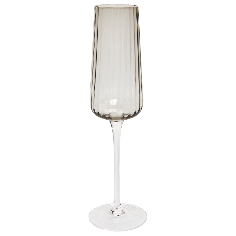 Set di 4 flûte da champagne grigio trasparente soffiato a mano 23 cl 8 oz 4 Pz Set Coupes Glass