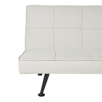 Divano Letto Beige Chiaro 3 Posti Imbottito Trapuntato Gambe In Metallo Click Clack