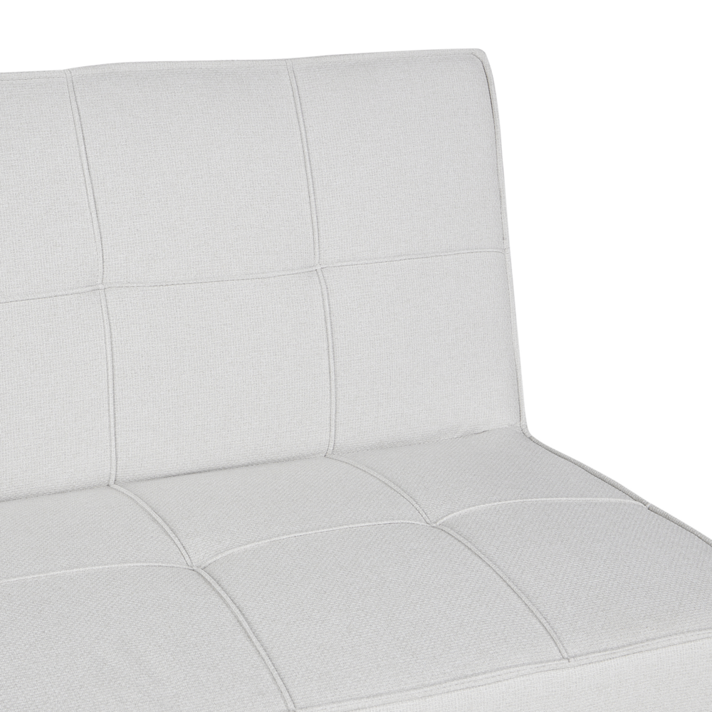 Divano Letto Grigio Chiaro A 3 Posti Imbottito Trapuntato Gambe In Metallo Click Clack