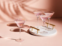 Set di 4 coppe Martini in vetro trasparente soffiate a mano in da 22 cl con finitura iridescente feste cocktail