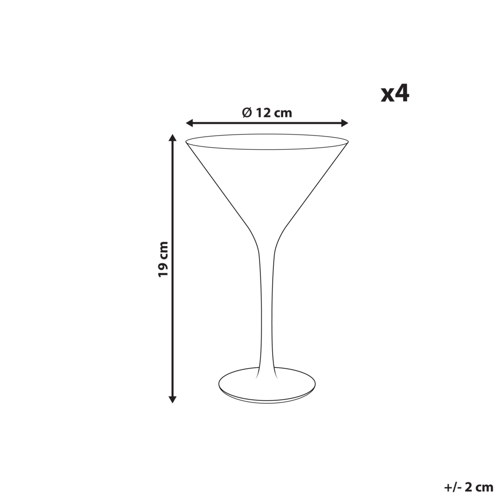 Set di 4 coppe Martini in vetro trasparente soffiate a mano in da 22 cl con finitura iridescente feste cocktail