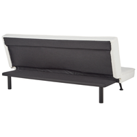 Divano Letto bouclé bianco 3 Posti Imbottito Trapuntato Gambe In Metallo Click Clack