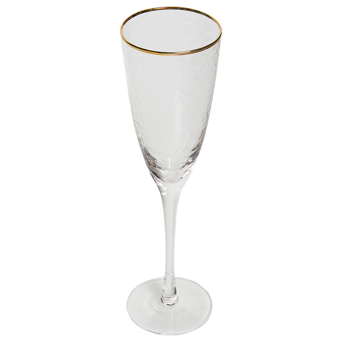 Set di 4 flute da champagne soffiati a mano  con bordo in oro 25 cl aperitivo festeggiamenti