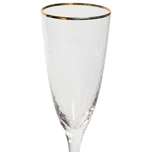 Set di 4 flute da champagne soffiati a mano  con bordo in oro 25 cl aperitivo festeggiamenti