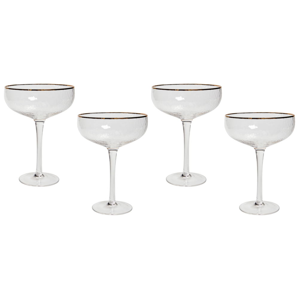 Set di 4 coppe da champagne sin vetro soffiato a mano con bordo dorato 45 cl aperitivo in casa