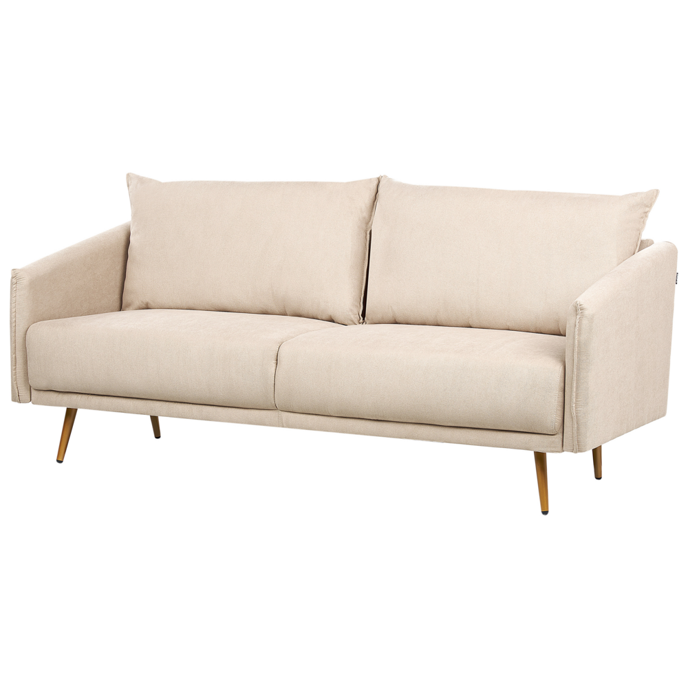 Set Soggiorno 5 Posti in Velluto beige Gambe Dorate Glamour Retro Glam