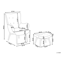 Poltrona elegante con Poggiapiedi in Tessuto beige chiaro stile retrò