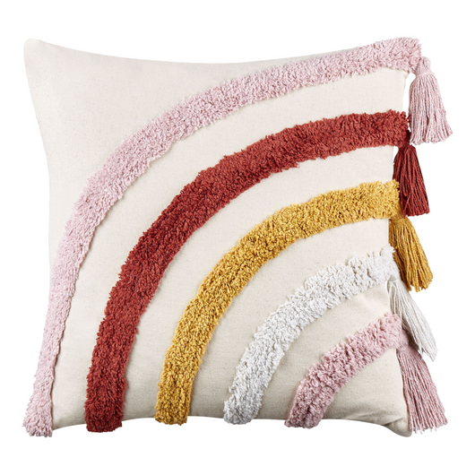 2 cuscini decorativi in cotone multicolore 45 x 45 cm con motivo arcobaleno