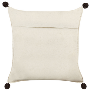 2 cuscini decorativi in cotone beige chiaro 45 x 45 cm con frange multicolori