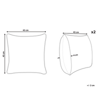 2 cuscini decorativi in cotone beige chiaro 45 x 45 cm con frange multicolori