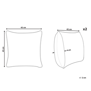 2 cuscini decorativi in cotone beige chiaro 45 x 45 cm con frange multicolori