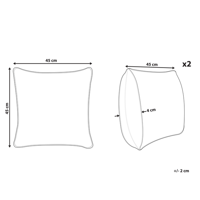 2 cuscini decorativi in cotone beige chiaro 45 x 45 cm con frange multicolori