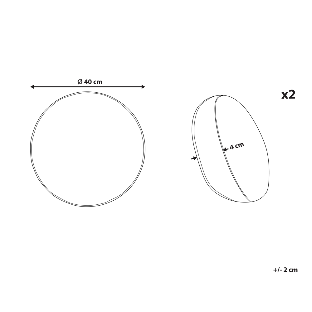 2 cuscini decorativi in cotone bianco sporco ⌀ 40 cm con frange grigio scuro