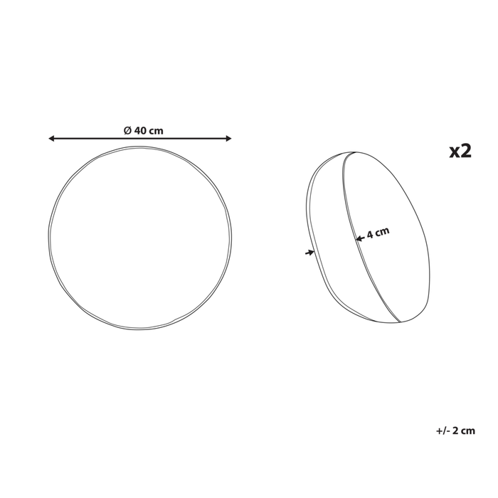 2 cuscini decorativi in cotone bianco sporco ⌀ 40 cm con frange grigio scuro