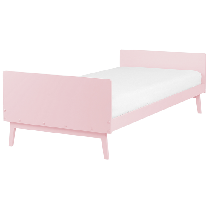 Letto singolo a doghe in legno di pino rosa pastello 90 x 200 cm stile moderno