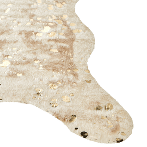 Tappeto Beige con Finta Pelle di Vacchetta dorato 130 x 170 cm con Macchie Irregolare Moderno Rustico