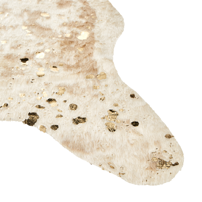 Tappeto tappetino Beige con Finta Pelle di Vacchetta dorato 150 x 200 cm con Macchie Irregolare Moderno Rustico