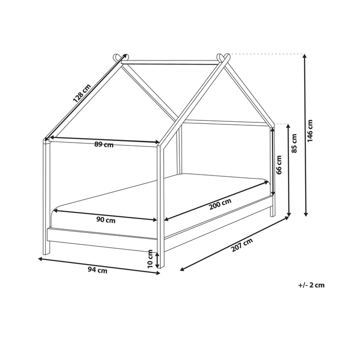Letto per bambini con baldacchino e base in legno di pino chiaro 90 x 200 cm cameretta