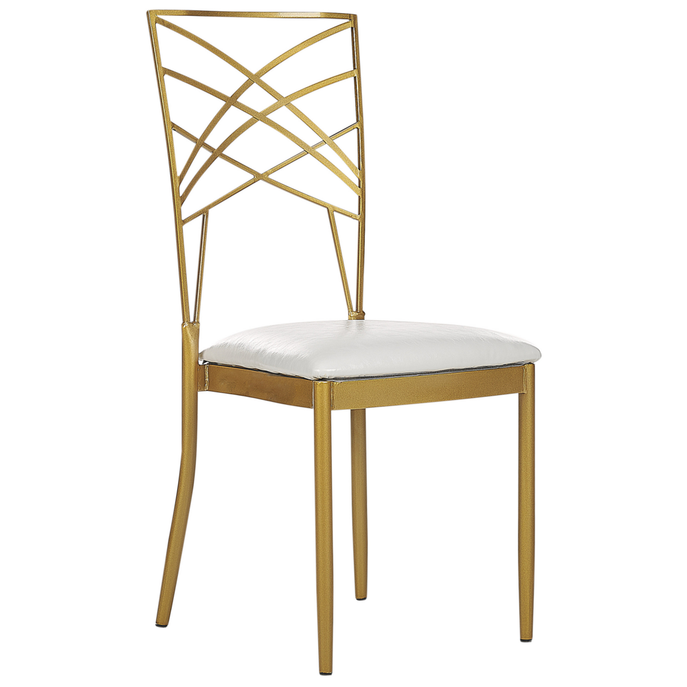 Set di 2 sedie da pranzo in metallo dorato ecopelle bianca imbottitura del sedile con industriale stile glam