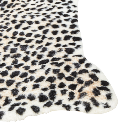 Tappeto moderno in pelliccia sintetica con stampa ghepardo beige e nero 130 x 170 cm soggiorno camera da letto