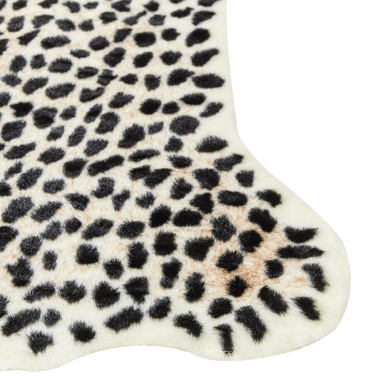 Tappeto moderno in pelliccia sintetica con stampa ghepardo beige e nero 150 x 200 cm soggiorno camera da letto