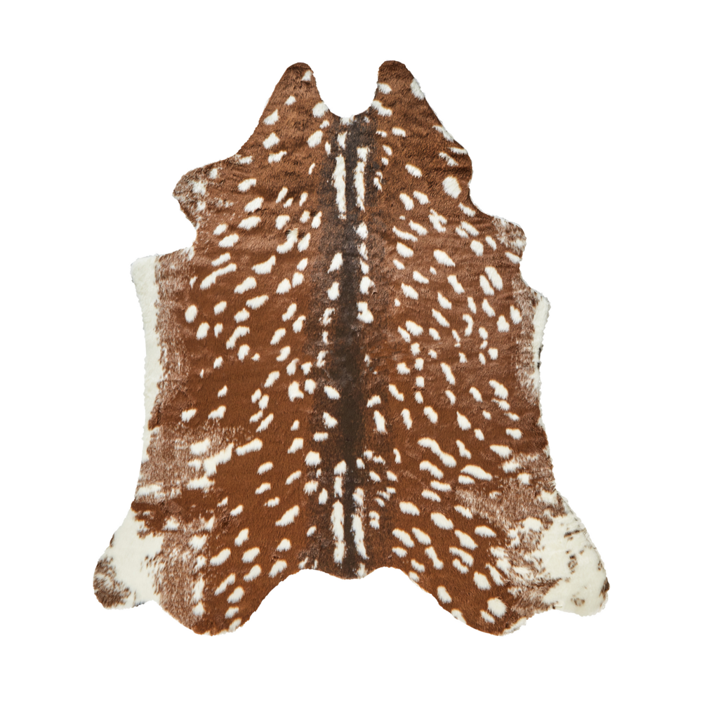 Tappeto moderno in pelliccia sintetica con stampa di animale marrone 130 x 170 cm salotto camera da letto