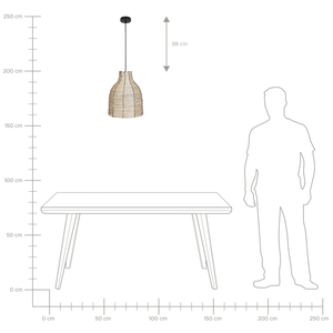 Lampada a sospensione con paralume in fieno naturale, base in ferro nero, lampada a sospensione Boho Lightning, soggiorno, camera da letto, ingresso.