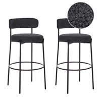 Set di 2 sgabelli da bar Nero Senza braccioli Gambe in acciaio nero Boucle Design moderno Sedute per la sala da pranzo