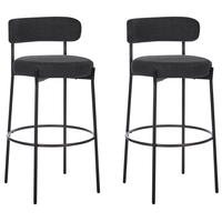 Set di 2 sgabelli da bar Nero Senza braccioli Gambe in acciaio nero Boucle Design moderno Sedute per la sala da pranzo