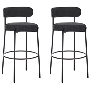 Set di 2 sgabelli da bar Nero Senza braccioli Gambe in acciaio nero Boucle Design moderno Sedute per la sala da pranzo