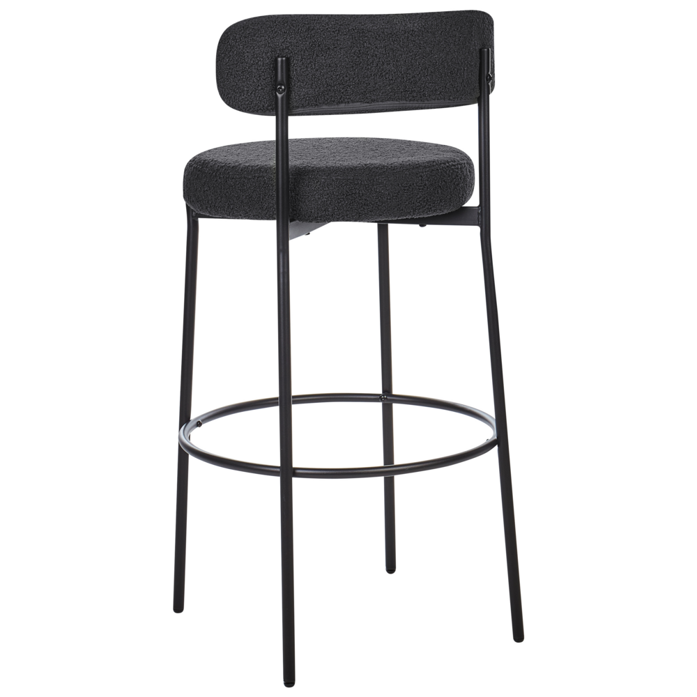 Set di 2 sgabelli da bar Nero Senza braccioli Gambe in acciaio nero Boucle Design moderno Sedute per la sala da pranzo