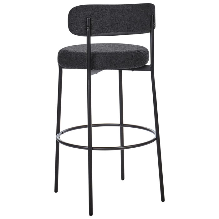 Set di 2 sgabelli da bar Nero Senza braccioli Gambe in acciaio nero Boucle Design moderno Sedute per la sala da pranzo