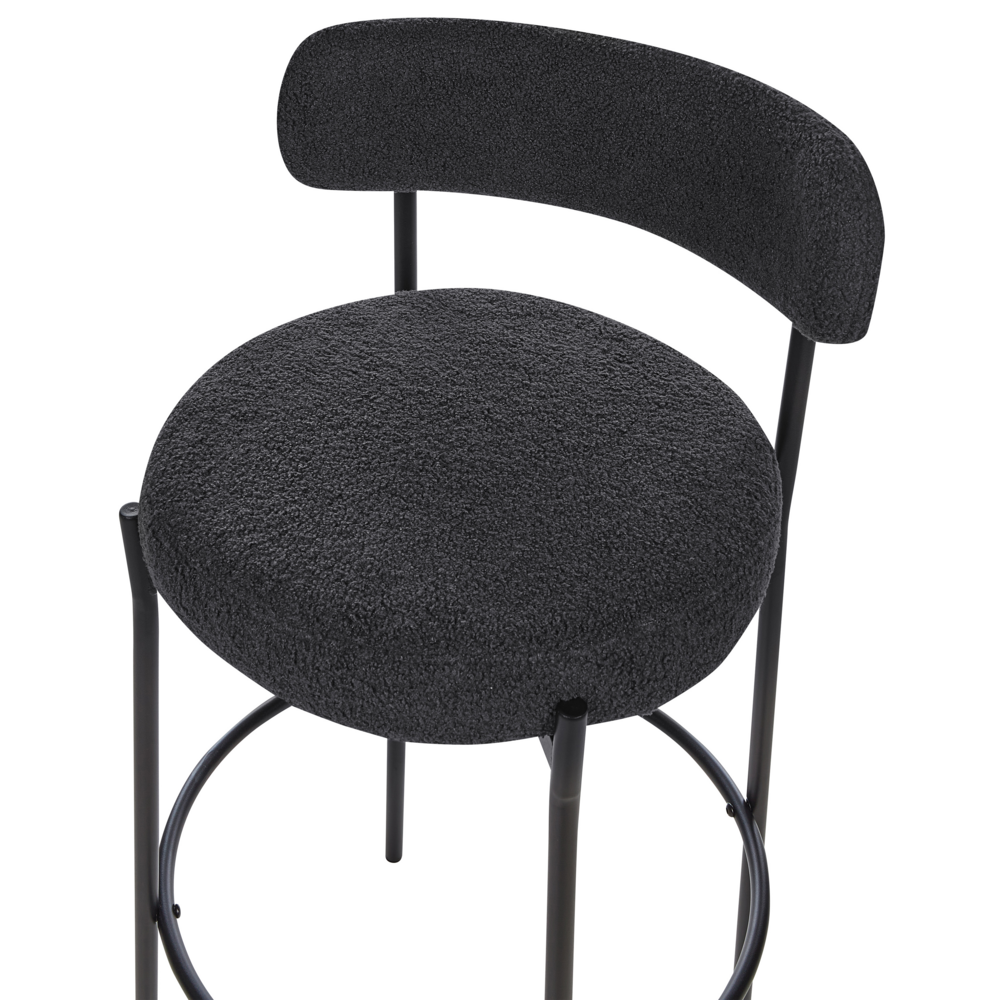 Set di 2 sgabelli da bar Nero Senza braccioli Gambe in acciaio nero Boucle Design moderno Sedute per la sala da pranzo