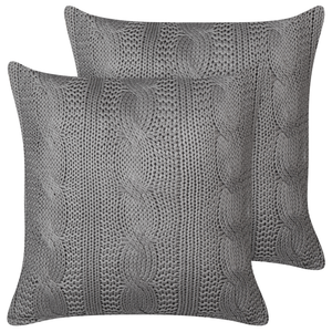 Set di 2 cuscini in cotone grigio 45 x 45 cm morbida imbottitura divano soggiorno