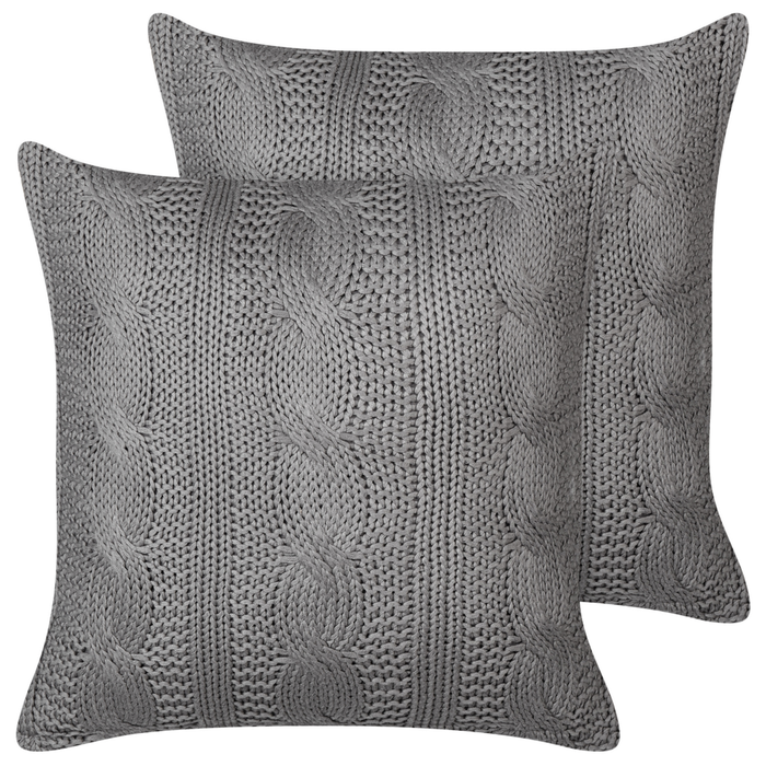 Set di 2 cuscini in cotone grigio 45 x 45 cm morbida imbottitura divano soggiorno