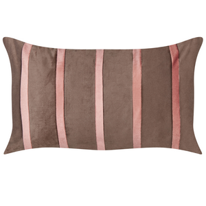Set di 2 cuscini in cotone marrone ricamati con motivo a strisce 35 x 60 cm morbida imbottitura