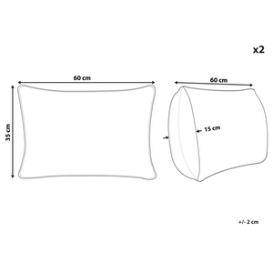 Set di 2 cuscini in cotone marrone ricamati con motivo a strisce 35 x 60 cm morbida imbottitura