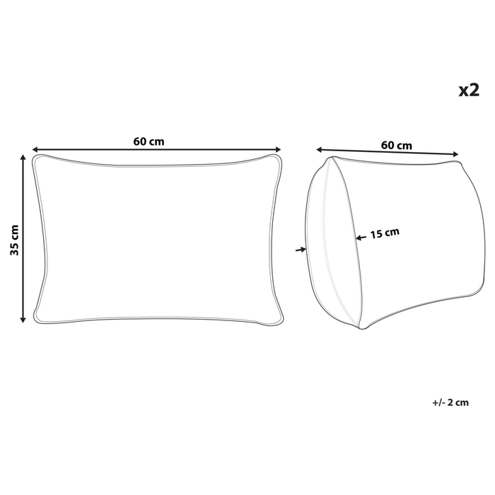 Set di 2 cuscini in cotone marrone ricamati con motivo a strisce 35 x 60 cm morbida imbottitura