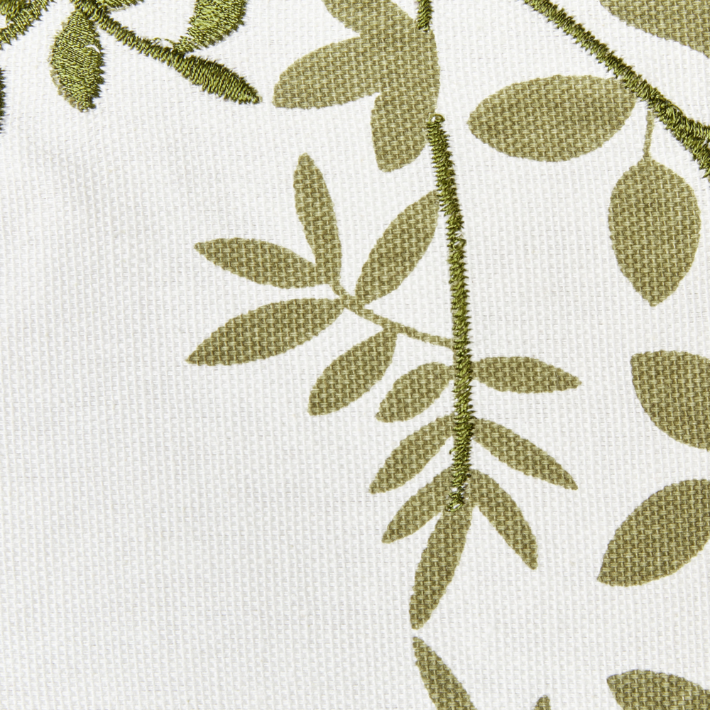 Set di 2 cuscini in cotone ricamati con motivo bianco e verde 30 x 50 cm morbida imbottitura