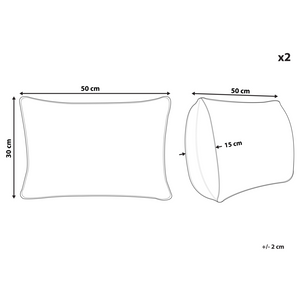 Set di 2 cuscini in cotone ricamati con motivo bianco e verde 30 x 50 cm morbida imbottitura